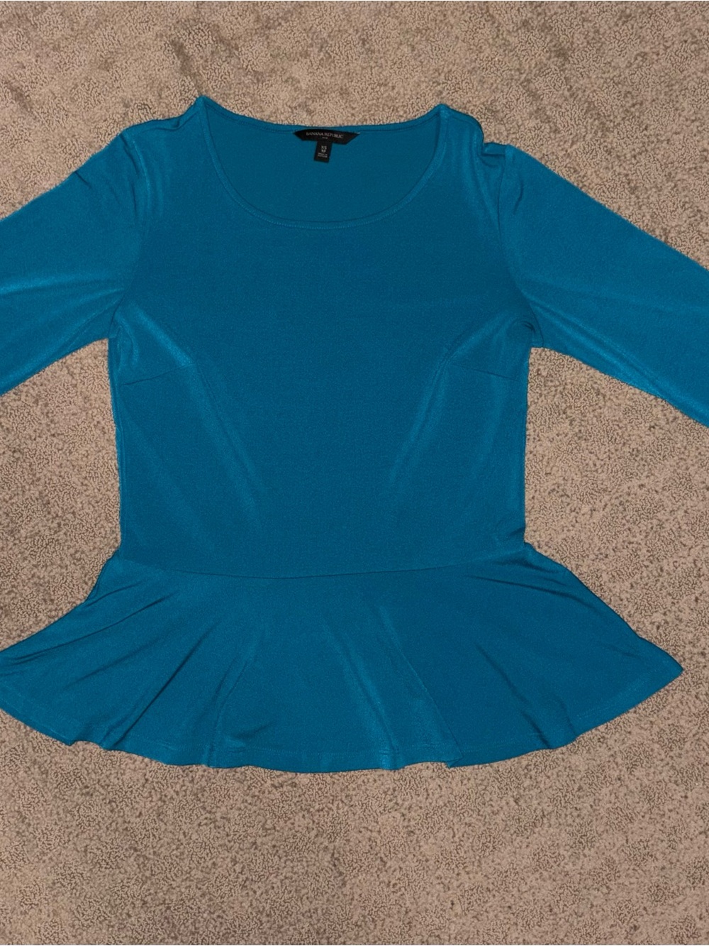 Banana Republic Teal Blue Peplum Scoop Neck Top, Women’s Size XS